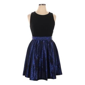 Eliza J Missy Fit & Flare Dress 14 NWT Cobalt Blue Brocade Open Back Cocktail